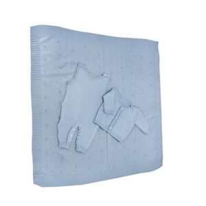 SAIDA MATERNIDADE TRICOT 3 PEÇAS AZUL