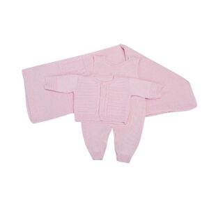 SAIDA MATERNIDADE CANELADO TRICOT 3 PEÇAS ROSA